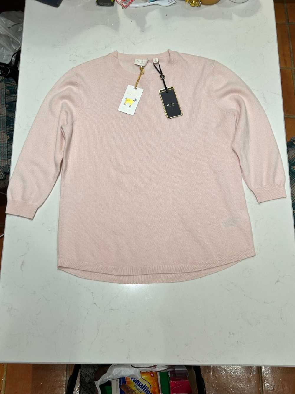 NWT Ted Baker Pale Pink Crewneck 100% Cashmere Sweater Size [size 4] - Fla